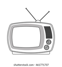 flat design retro classic tv with antenna icon vector illustration