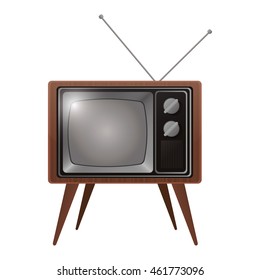 flat design retro classic tv with antenna icon vector illustration