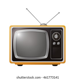 flat design retro classic tv with antenna icon vector illustration