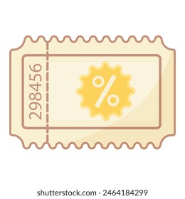 Diseño plano de un Cupón retro con símbolo de porcentaje, listo para el comercio y las promociones de ventas