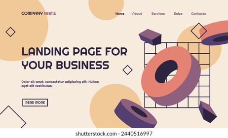 Flat design retro landing page design vector design in eps 10
