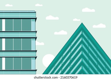 Flat design of retro and modern city houses illustrations. Vector abstract architecture illustration.