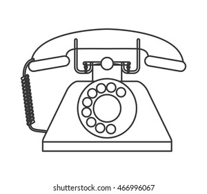 flat design retro rotary telephone icon vector illustration