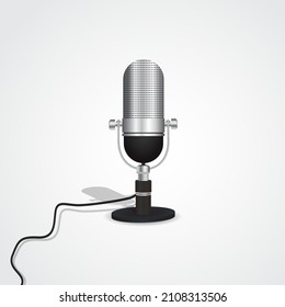 Flat design retro studio microphone illustration on isolated background design