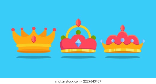 flat design reyes magos crowns set