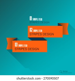 Flat design ribbon with long shadow. Modern vector layout.