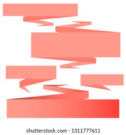 Flat design ribbons and banners vector template design elements set. Coral colors.