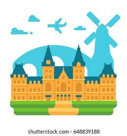 Flat design Rijksmuseum Amsterdam illustration vector