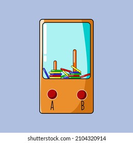 Flat design of ring toss water game. Orange color with red button. Isolated and simple design. Handheld game water toy.