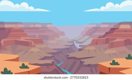 Flat Design River Veins Cutting Through Ancient Stone