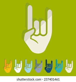 Flat design: rock hand gesture