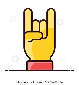 Flat design of rock symbol, party hand gesture icon