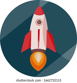 Flat design rocket, concept for Project start up.