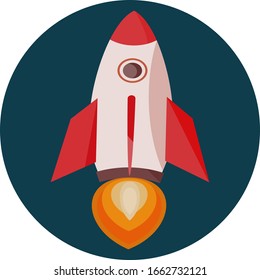 Flat design rocket, concept for Project start up.