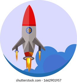Flat design rocket, concept for Project start up.
