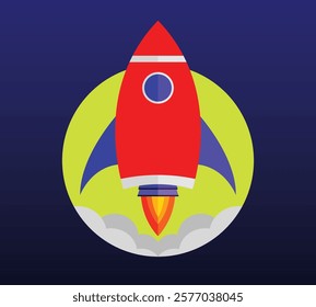 flat design rocket icon with attractive colors