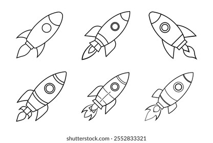 Foguete de design plano simbolizando o lançamento rápido dos negócios no espaço, Rocket Vetor