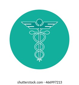 flat design rod of asclepius icon vector illustration