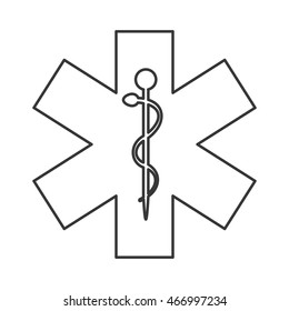 flat design rod of asclepius icon vector illustration