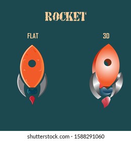 FLAT DESIGN ROKET AND 3D