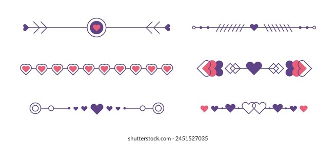 Flat design romantic frame set