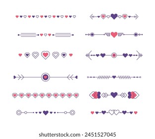 Flat design romantic frame set