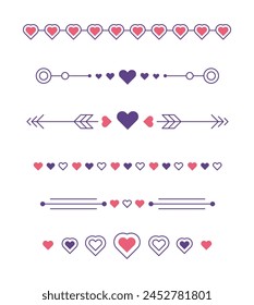 Flat design romantic frame set