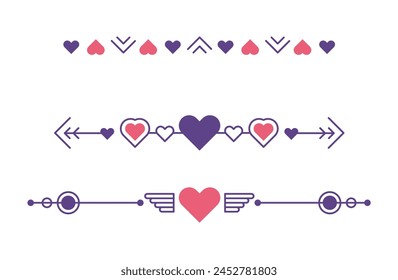 Flat design romantic frame set