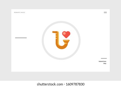 flat design romantic music valentine-themed icon on a white background