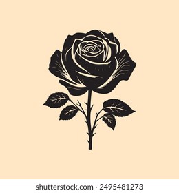 Flat design rose silhouette with background peach