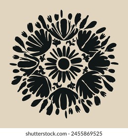 Flat design rose silhouette a black colour backgrownd 
