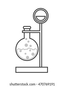flat design round bottom flask and lab support icon vector illustration