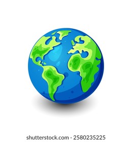 Flat design of round earth objects. blue. green