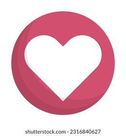 Flat design round heart. Favorite icon. Like. Vector.