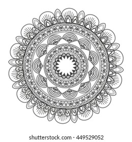 flat design round petal like decorative line mandala icon vector illustration