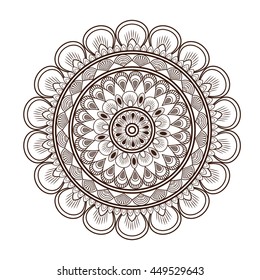 flat design round petal like decorative line mandala icon vector illustration