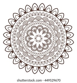 flat design round petal like decorative line mandala icon vector illustration