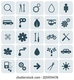 Flat Design Rounded Square Vector Icons Set