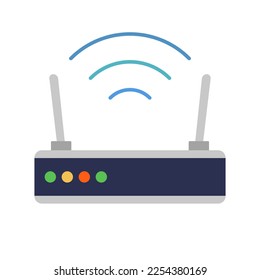 Flat design router icon. Network communication relay equipment. Vector.