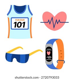 Flat Design Running Gear Set for Fitness and Active Lifestyle Element