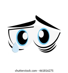flat design sad cartoon eyes icon vector illustration