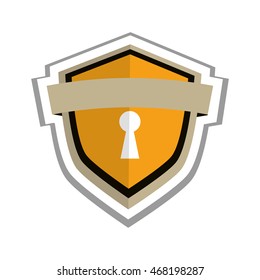 flat design safety lock shield icon vector illustration