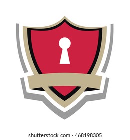flat design safety lock shield icon vector illustration