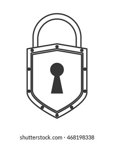 flat design safety lock shield icon vector illustration