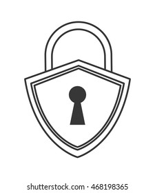 flat design safety lock shield icon vector illustration