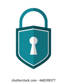 flat design safety lock shield icon vector illustration