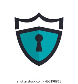 flat design safety lock shield icon vector illustration