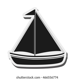 flat design sail boat icon vector illustration