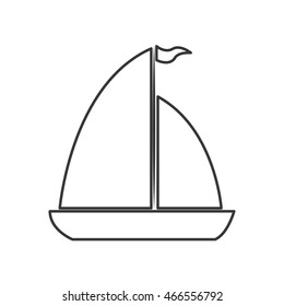 flat design sail boat icon vector illustration