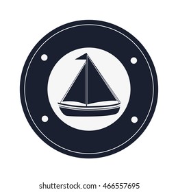 flat design sail boat icon vector illustration